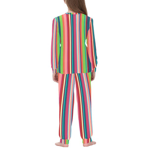 Rainbow Stripe Pattern Kids' Boys' Girls' All Over Print Pajama Set