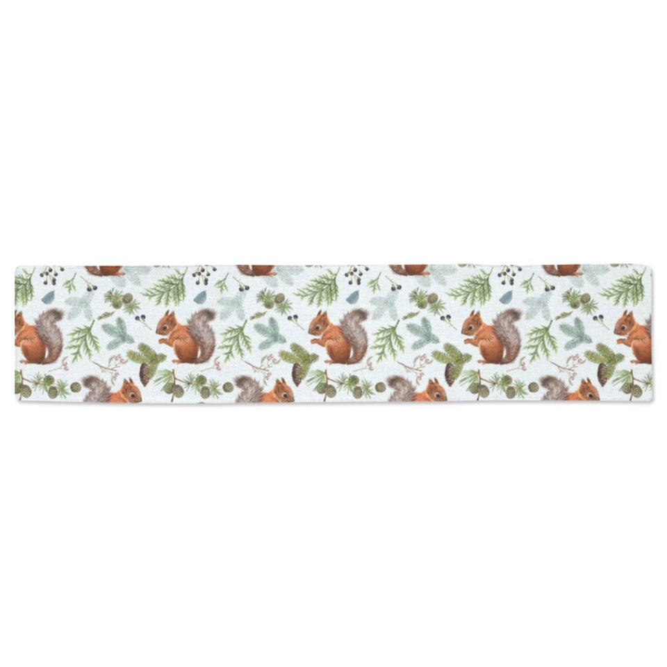 Squirrel Pattern Print Design 02 Table Runner