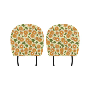 Sliced Orange Leaves Pattern Car Headrest Cover