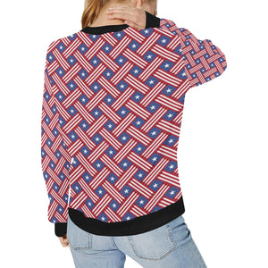 USA Star Stripe Pattern Women's Crew Neck Sweatshirt