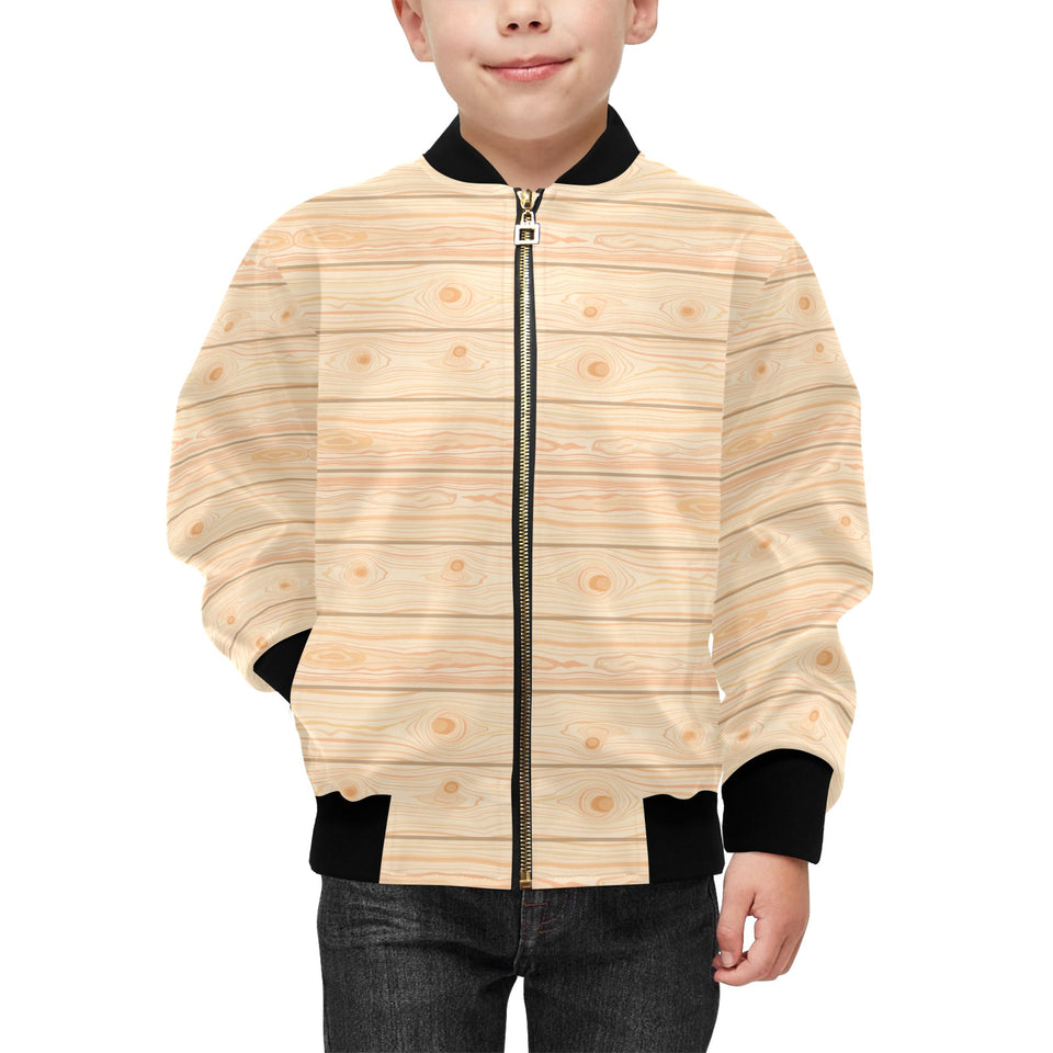 Wood Printed Pattern Print Design 05 Kids' Boys' Girls' Bomber Jacket