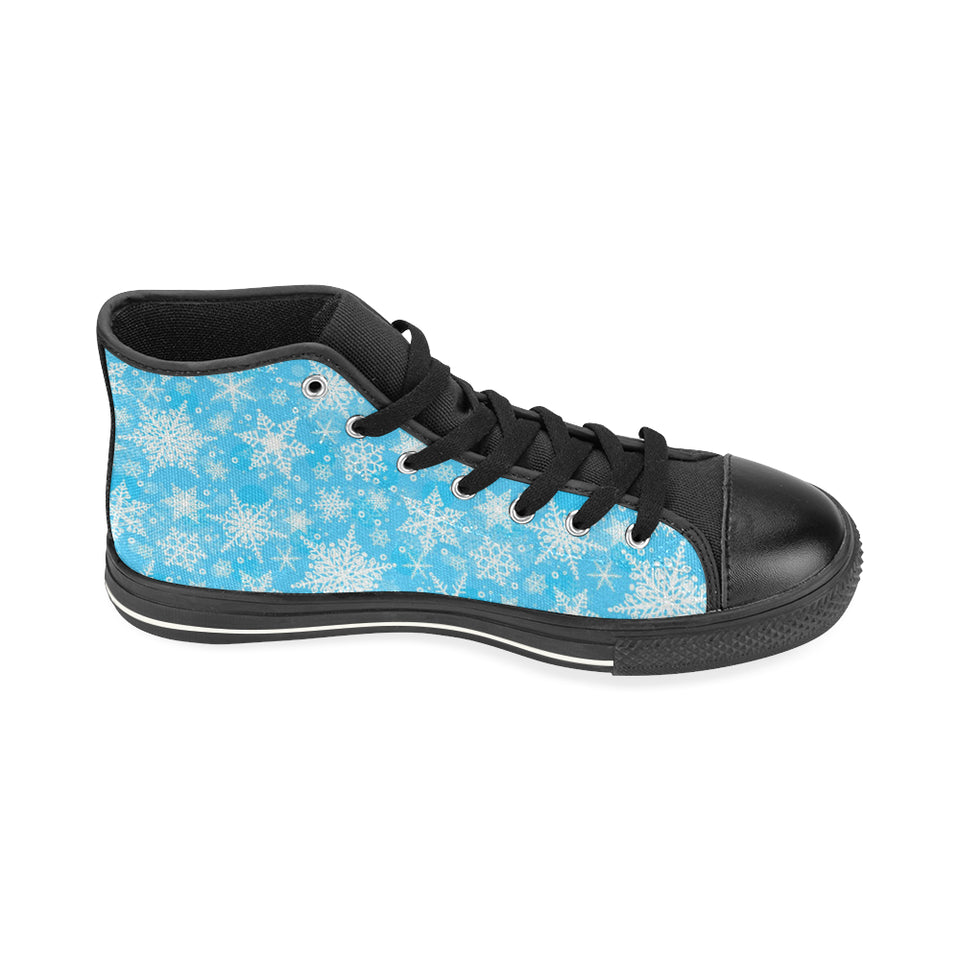 Snowflake Pattern Women's High Top Canvas Shoes Black