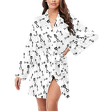 Engine Piston Random Pattern Print Design 04 Women's Long Sleeve Belted Night Robe