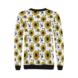 Sunflower Pattern Background Women's Crew Neck Sweatshirt