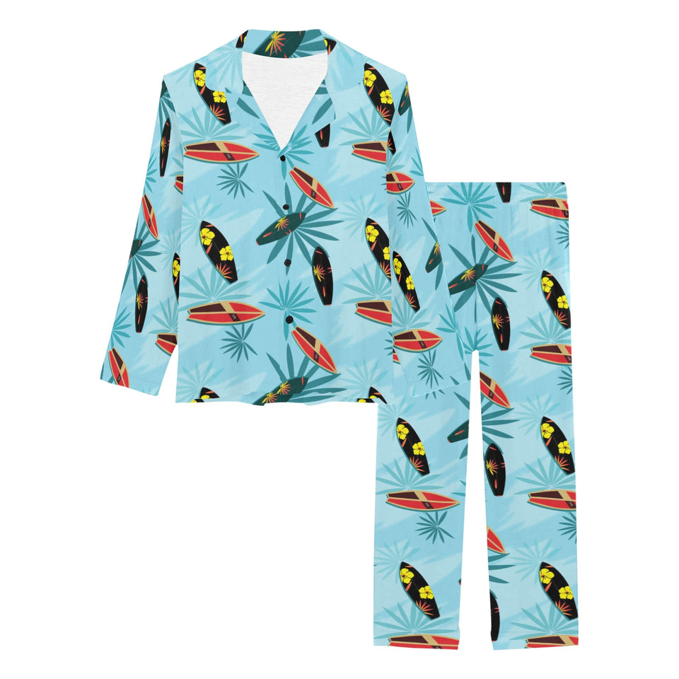 Surfboard Pattern Print Design 03 Women's Long Pajama Set