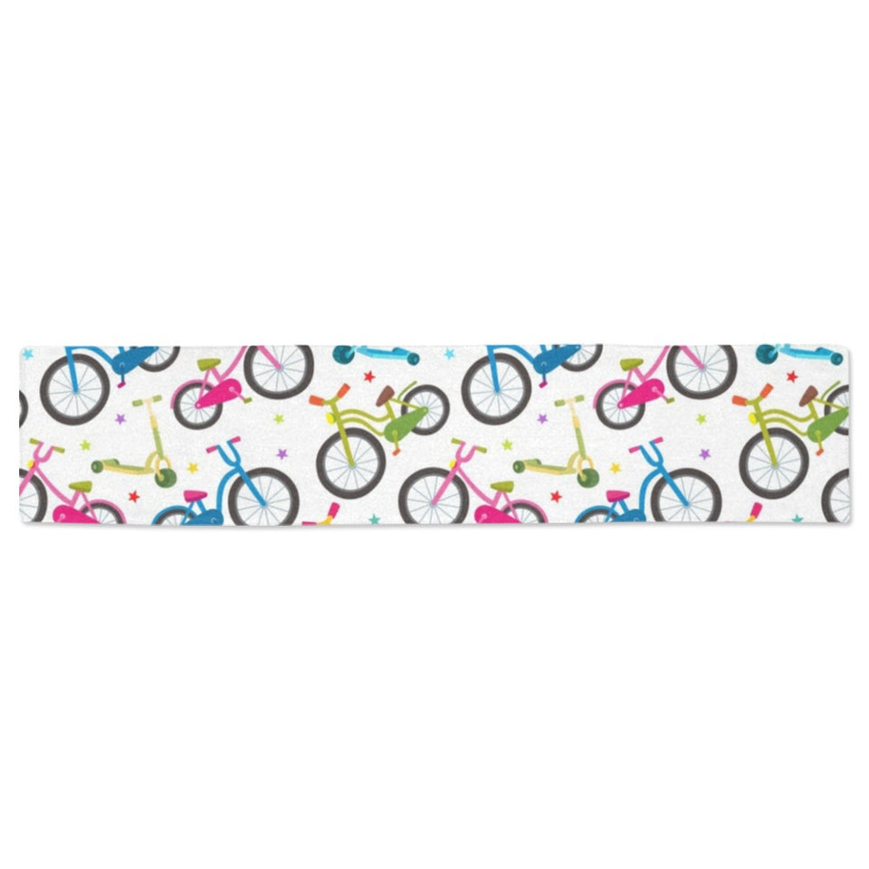 Bicycle Pattern Print Design 02 Table Runner