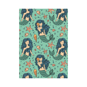 Mermaid Pattern Green Background House Flag Garden Flag