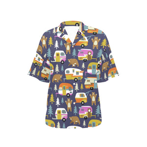 Camper Van Pattern Print Design 02 Women's All Over Print Hawaiian Shirt