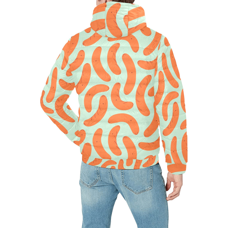 Sausage Pattern Print Design 04 Men's Padded Hooded Jacket(ModelH42)