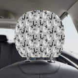 Black and White Llama Pattern Car Headrest Cover