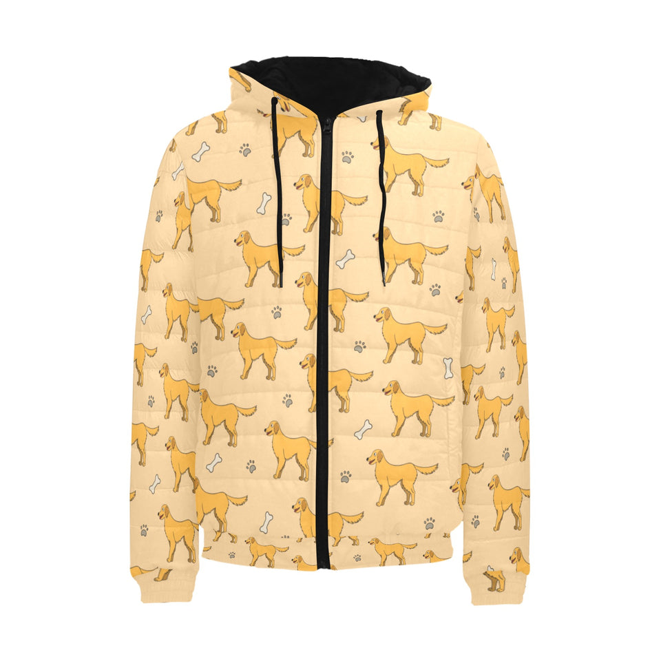 Golden Retriever Pattern Print Design 04 Men's Padded Hooded Jacket(ModelH42)