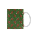 American Football Ball Pattern Green Background Classical White Mug (FulFilled In US)