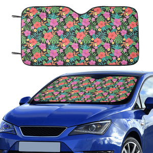 Hibiscus Pattern Print Design 01 Car Sun Shade