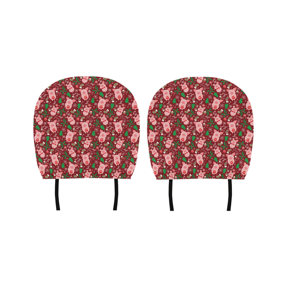 Pig Pattern Print Design 01 Car Headrest Cover