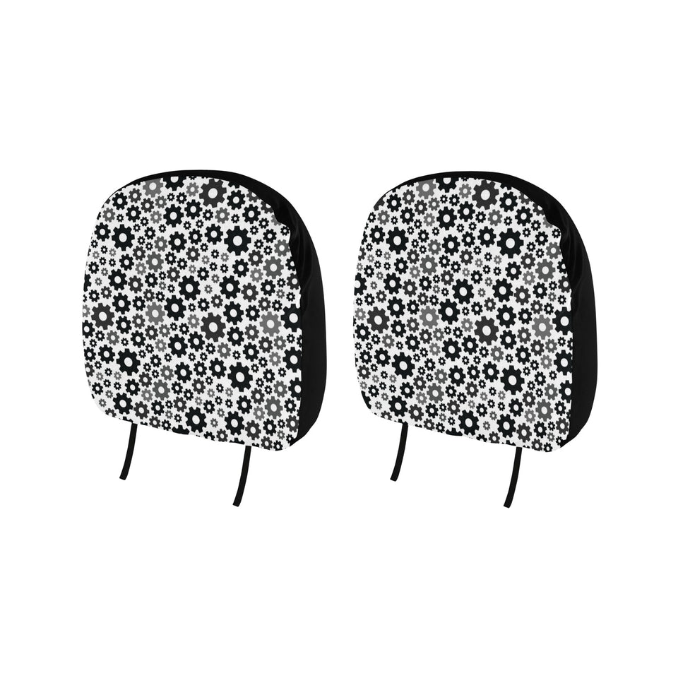 Gear Pattern Print Design 01 Car Headrest Cover