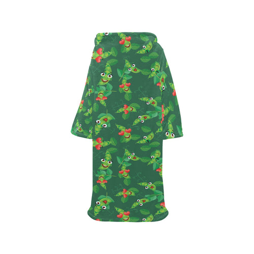 Green Peas Pattern Print Design 05 Blanket Robe with Sleeves