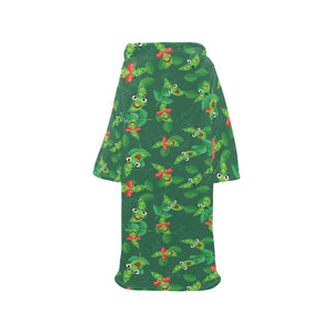 Green Peas Pattern Print Design 05 Blanket Robe with Sleeves