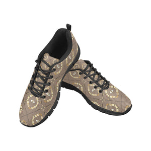 Traditional Boomerang Aboriginal Pattern Men's Sneakers Black