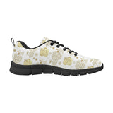 Gold Meneki Neko Lucky Cat Pattern Men's Sneakers Black