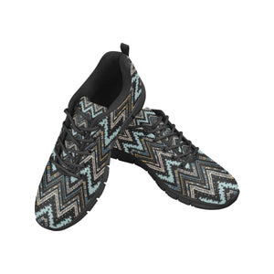 Zigzag Chevron African Afro Dashiki Adinkra Kente Men's Sneakers Black