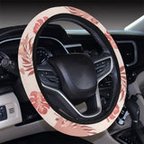 Pink Camel Leaves Pattern Car Steering Wheel Cover