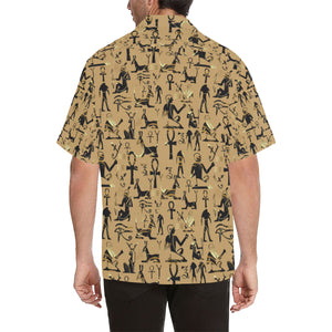 Egypt Hieroglyphics Pattern Print Design 02 Men's All Over Print Hawaiian Shirt (Model T58)