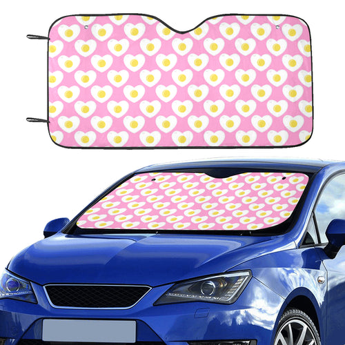 Fried Eggs Pattern Print Design 02 Car Sun Shade