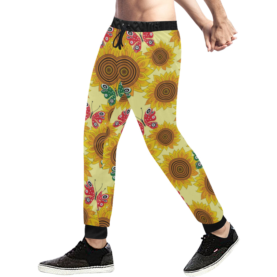 Sunflower Butterfly Pattern Unisex Casual Sweatpants