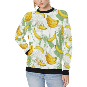 Banana Pattern Background Women's Crew Neck Sweatshirt