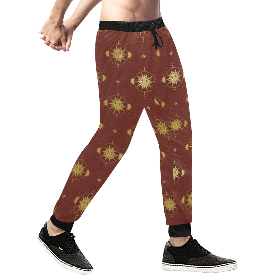 Sun Pattern Red Background Unisex Casual Sweatpants