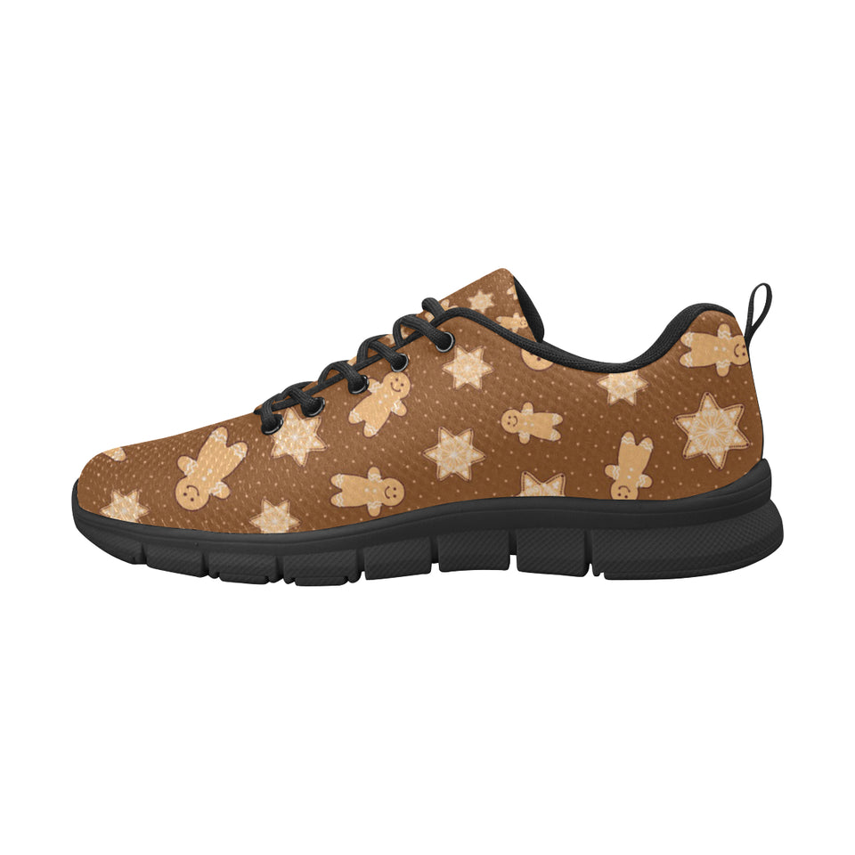 Christmas Gingerbread Cookie Pattern Men's Sneakers Black