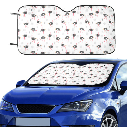 Ostrich Pattern Print Design 02 Car Sun Shade