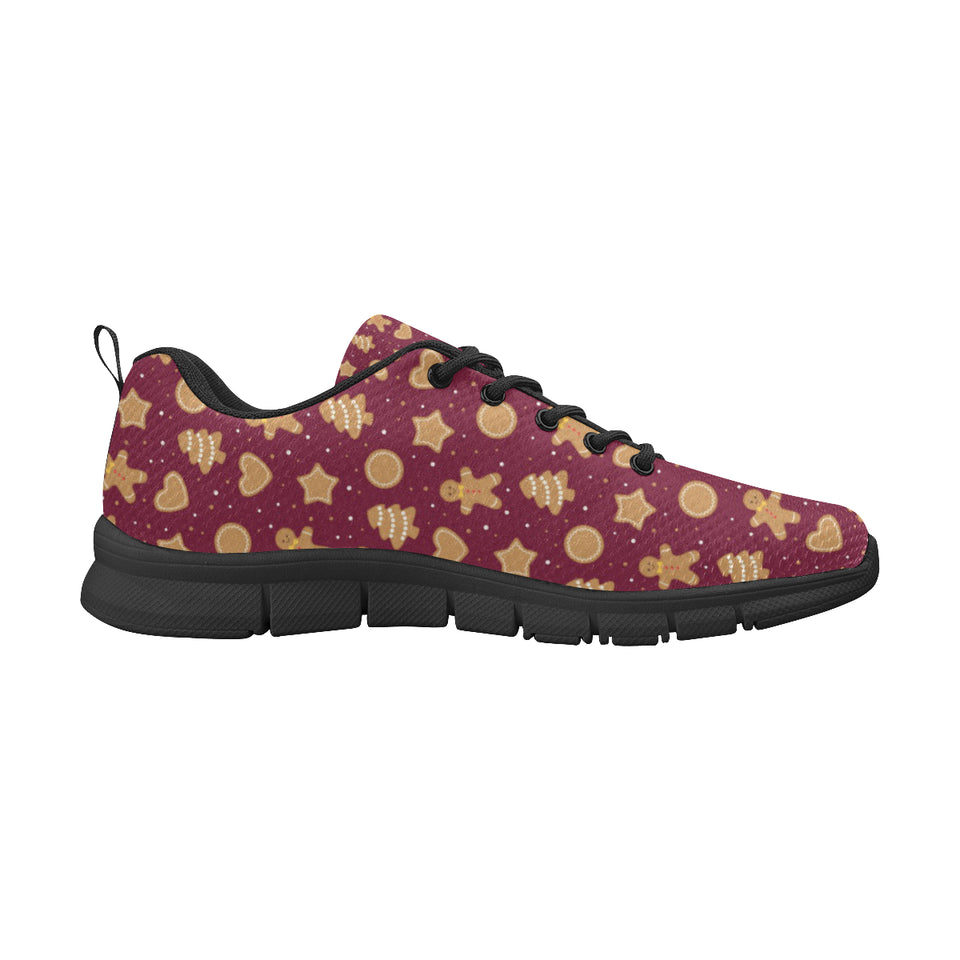 Christmas Ginger Cookie Pattern Background Men's Sneakers Black