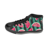 Watermelon Pattern Men's High Top Canvas Shoes Black