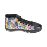 Toucan Leaves Flower Pattern Men's High Top Canvas Shoes Black