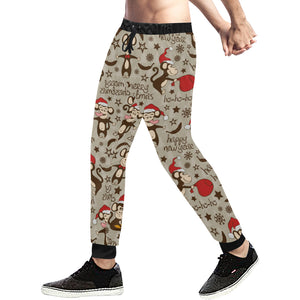 Monkey Christmas Pattern Unisex Casual Sweatpants