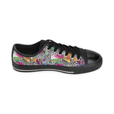 Zebra Colorful Pattern Men's Low Top Canvas Shoes Black