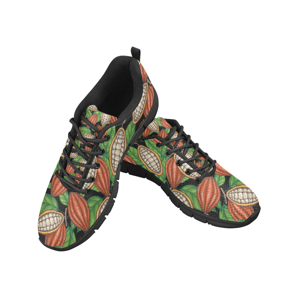 Cocoa Leaves Pattern Men's Sneakers Black