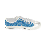 Dolphin Tribal Blue Pattern Women's Low Top Canvas Shoes White