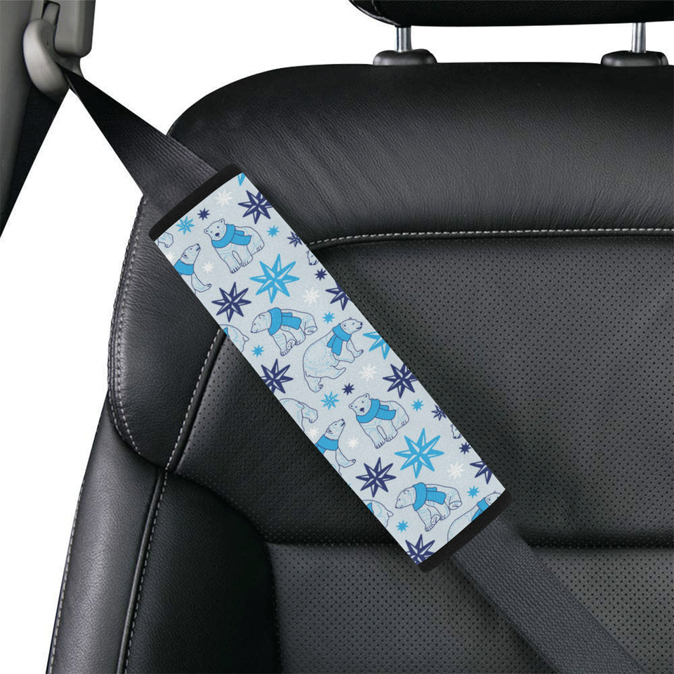 Polar Bear Pattern Blue Background Car Seat Belt Cover