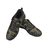 Bengal Tiger and Tree Pattern Men's Sneakers Black