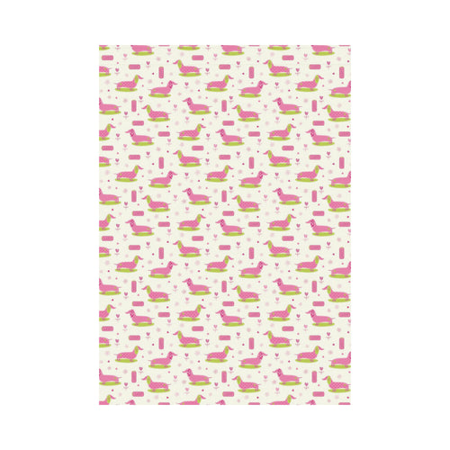 Pink Dachshund Pattern House Flag Garden Flag