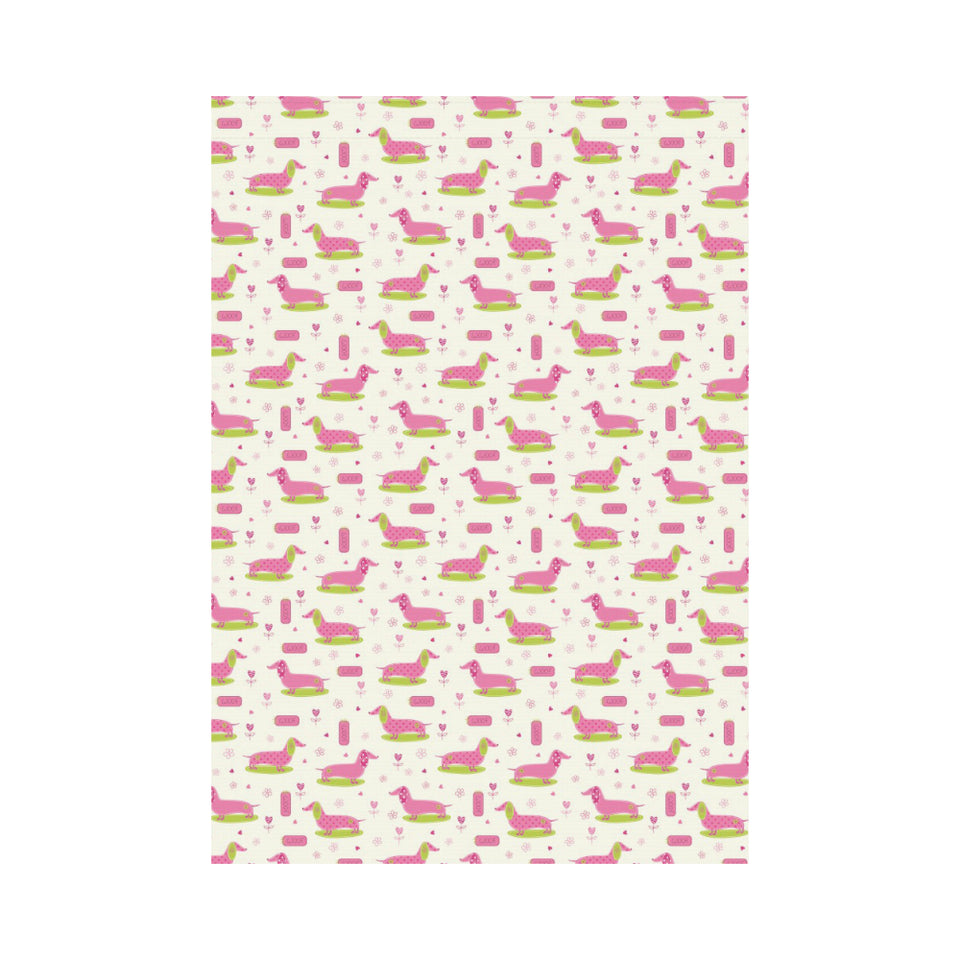 Pink Dachshund Pattern House Flag Garden Flag