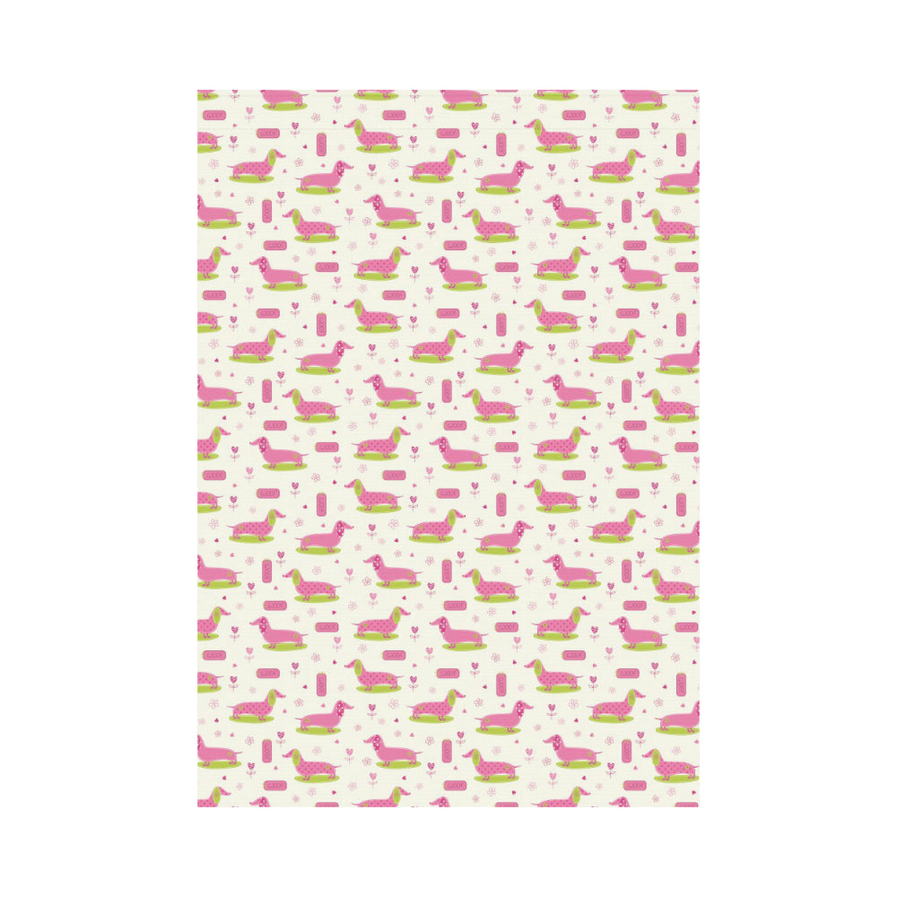 Pink Dachshund Pattern House Flag Garden Flag