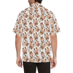 Yorkshire Terrier Pattern Print Design 04 Men's All Over Print Hawaiian Shirt (Model T58)
