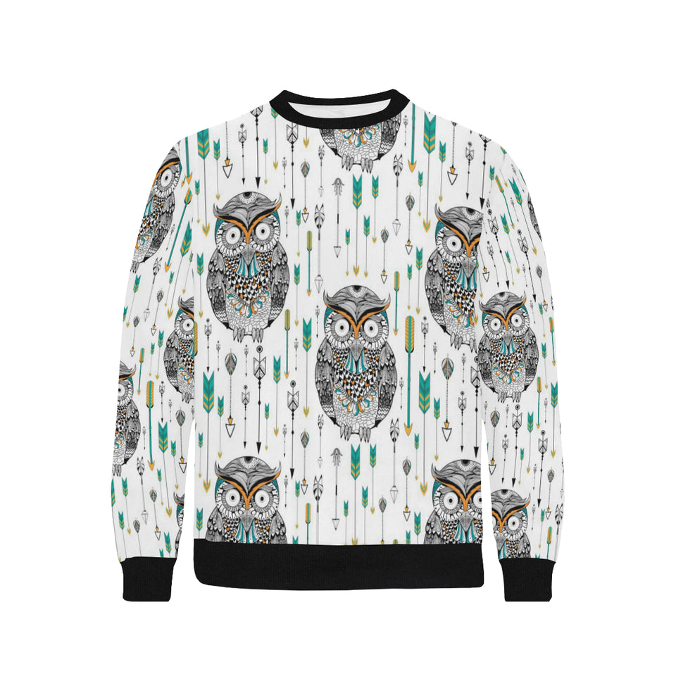 Owl Arrow Pattern Men's Crew Neck Sweatshirt