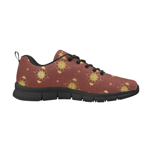 Sun Pattern Red Background Men's Sneakers Black