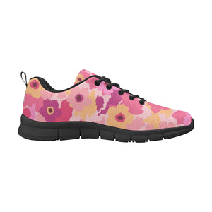 Pink Camo Camouflage Flower Pattern Men's Sneakers Black