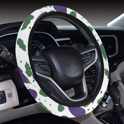 Eggplant Pattern Print Design 05 Car Steering Wheel Cover