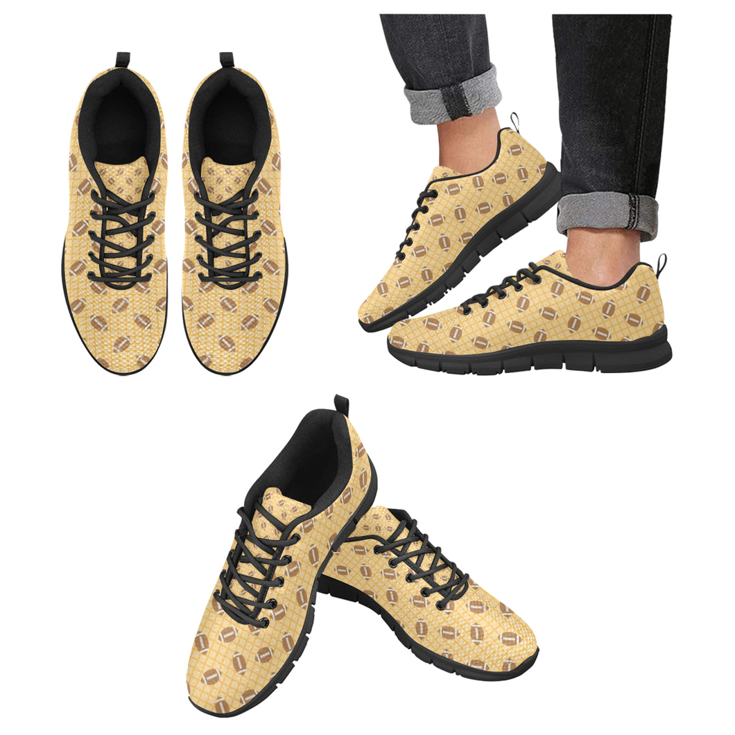 American Football Ball Pattern Yellow Background Men's Sneakers Black